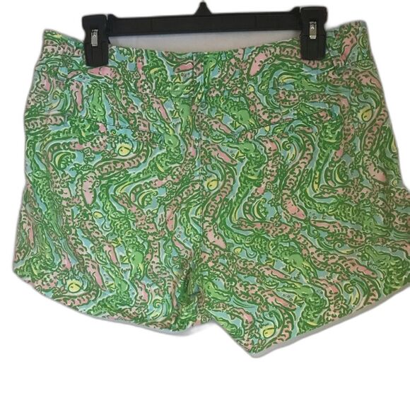 Lilly Pulitzer Callahan Shorts Women's Size 6 Chomp Chomp Alligator Pink & Green - Picture 12 of 13